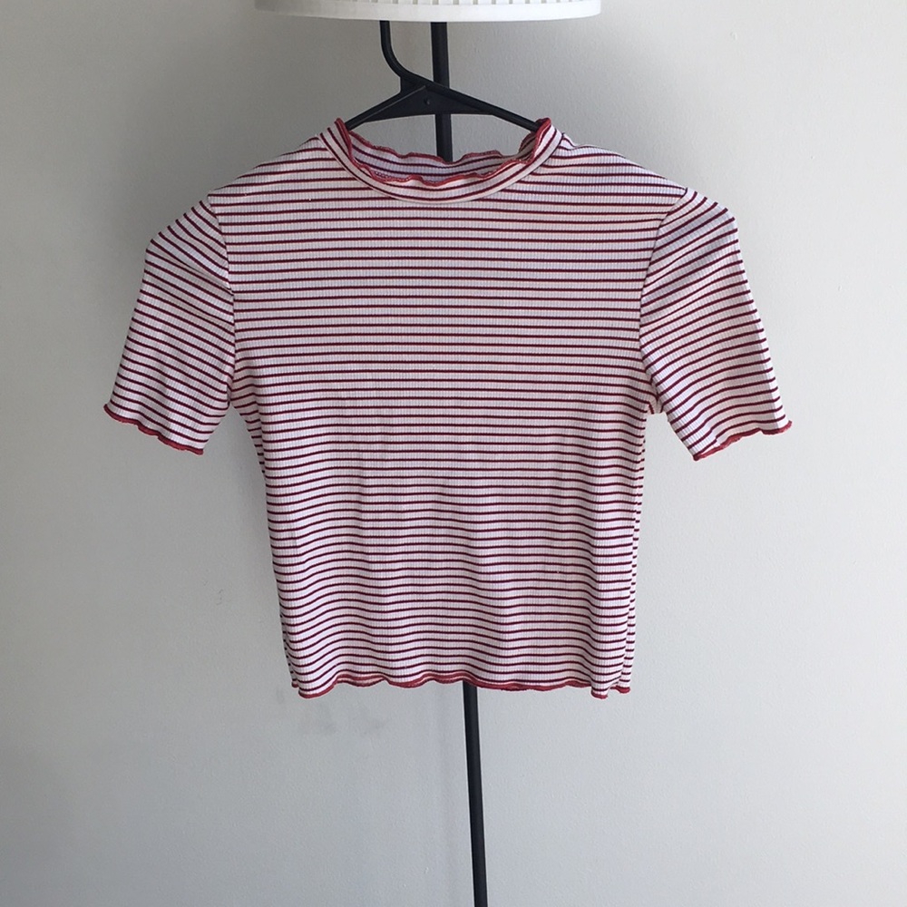 Zara Trafaluc stripped mock neck crop top